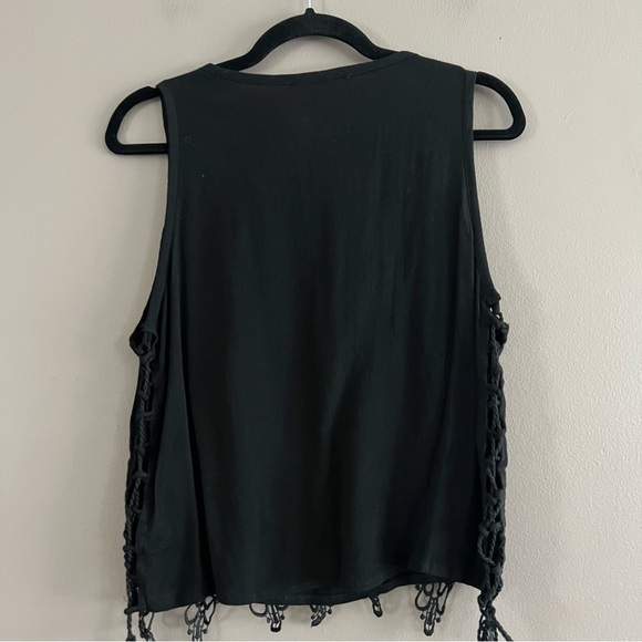 Nylon Apparel Sleeveless Top Lace up Side Tie Black Medium - Picture 5 of 11